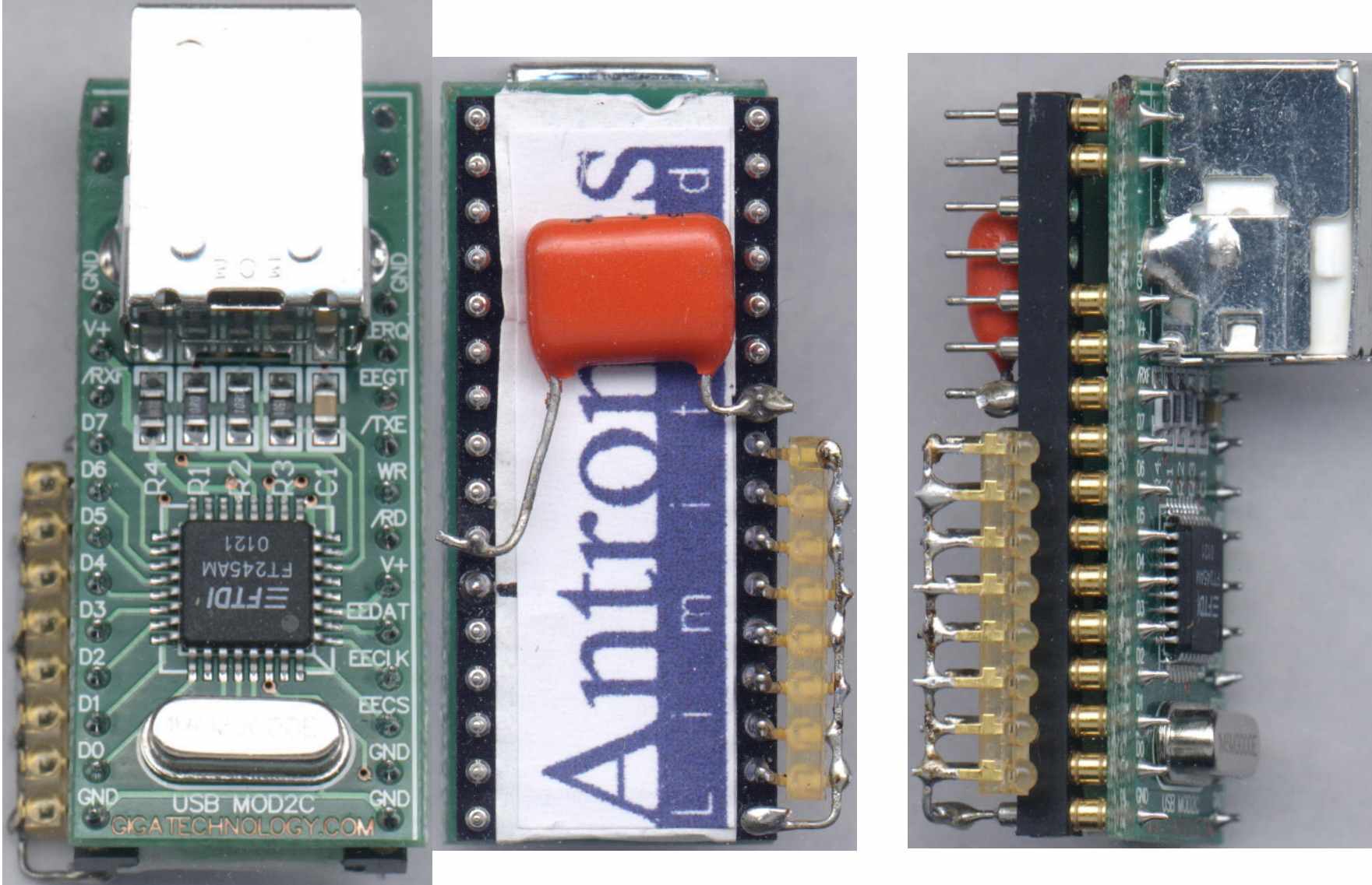 Top, Bottom, and Side views of the module with LED array attached.